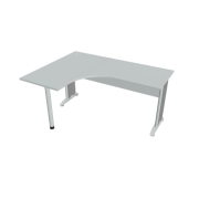 Pracovný stôl Cross, ergo, pravý, 160x75,5x120 cm, sivá/kov