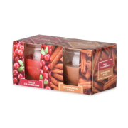 Emocio Sklo Wild Cranberry & Cinnamon Stick, vonná sviečka, 2 ks v krabičke, 65x63 mm