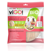 viGO! Piknikový set BIO 12 tanierov 23 cm + 6 nožov + 6 drevených vidličiek