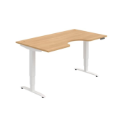Pracovný stôl Motion Ergo, PO, 3S, 160x61-128x90 cm, dub/biela
